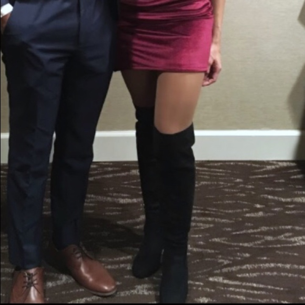 Above the knee suede boots
